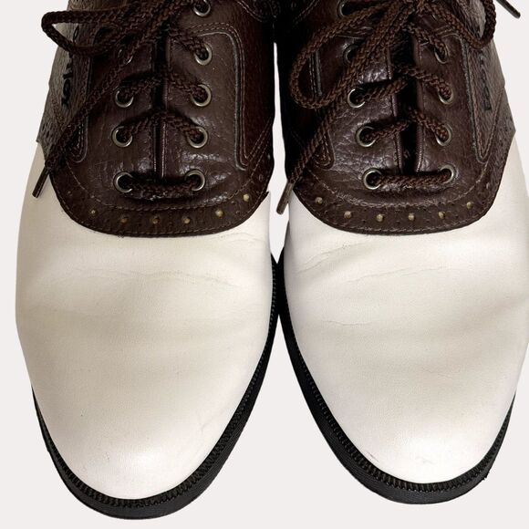 FootJoy Greenjoys Mens Golf Shoes Saddle Loafer Brown Cream 9 M bv - Picture 4 of 10